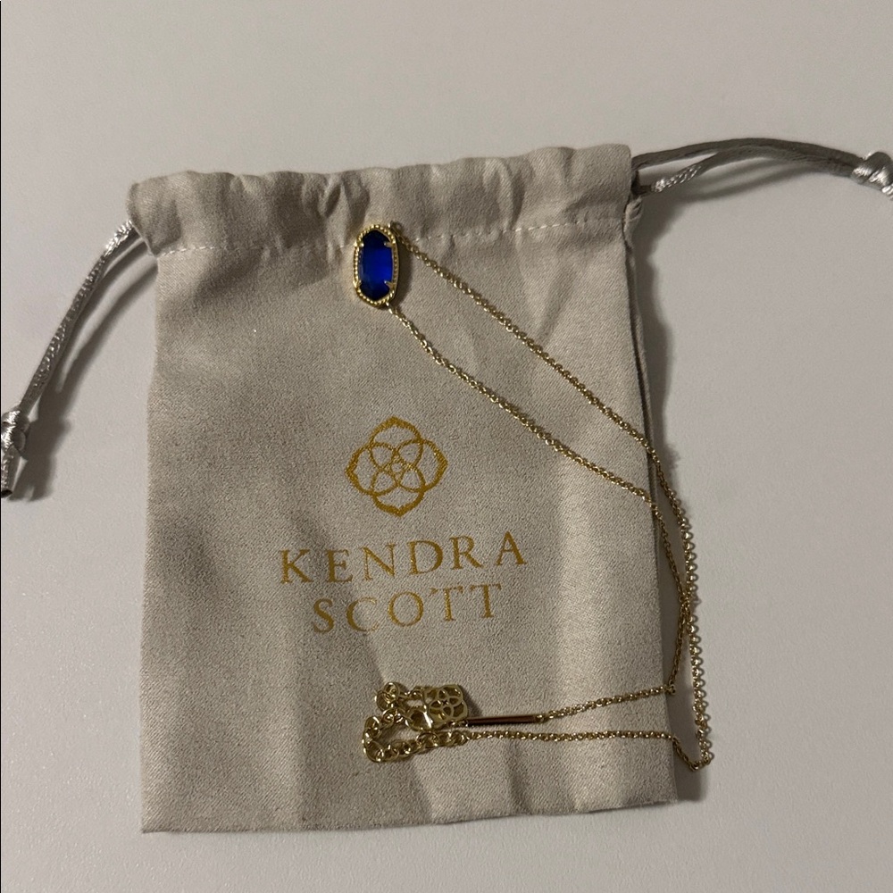 Kendra Scott Elisa Gold Necklace Dark Blue Stone